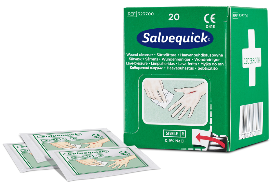 7310613237001 - Cederroth Salvequick Wundreiniger Reinigungstücher für Erste Hilfe Station 1 Packung = 20 Stück