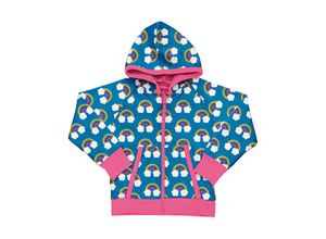 7314500521549 - Maxomorra - Kapuzen-Sweatjacke FARM RAINBOW zum Wenden in blau Gr92 98