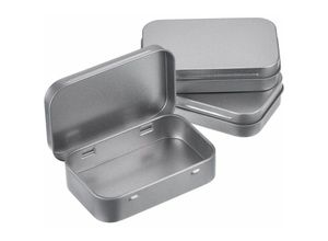 7317829358728 - 3er-Pack leere Aufbewahrungsboxen mit Scharnier rechteckig silberfarbenes Metall tragbare Mini-Aufbewahrungsbox kleine Aufbewahrungsbox - Shining