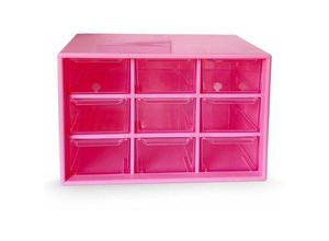 7317829361032 - Kunststoff-Aufbewahrungsbox für Materialaufbewahrung mit 9 Schubladen und Wandhalterung für Bastelschrank Pink – Pink - Shining House