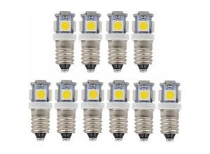 7317829470130 - 10 Stück E10 6V kaltweiße LED-Lampen 5SMD 05W 50LM Lampe (kaltweiß) - Ahlsen