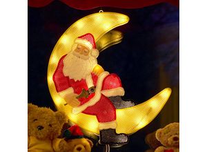 7318302860011 - LED Fensterbild KONSTSMIDE LED Weihnachtsmann im Mond Lampen Gr Höhe 47 cm 1 St bunt Fensterdeko Weitere Weihnachtsdeko 20 warm weiße Dioden