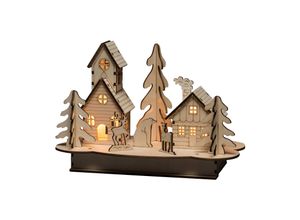 7318303238109 - Led Winterlandschaft aus Holz in Natur 4x 006W 20lm - brown - Konstsmide