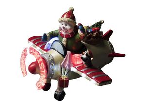 7318304201003 - Weihnachtsfigur KONSTSMIDE Dekofiguren Gr B H T 25 cm x 17 cm x 21 cm bunt Weihnachtsengel Weihnachtsfiguren LED Szenerie Schneemann im Flugzeug mit Animation