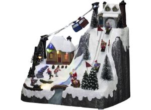 7318304253002 - Weihnachtsszene KONSTSMIDE Skipiste mit Musik 19 bunte Dioden Weihnachtsdörfer Gr B H T 29 cm x 28 cm x 205 cm bunt Weihnachtskrippen Weihnachtsdörfer wählbar zwischen USB oder Batteriebetrieb