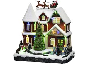 7318304255006 - Weihnachtshaus KONSTSMIDE Haus mit Baum Musik 24 bunte Dioden Weihnachtsdörfer Gr B H T 275 cm x 285 cm x 195 cm bunt Weihnachtskrippen Weihnachtsdörfer wählbar zwischen USB oder Batteriebetrieb