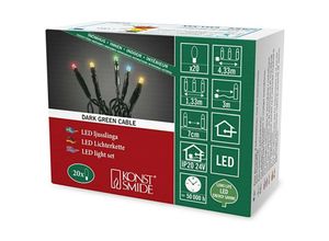 7318306351522 - 6351-520 Micro led Lichterkette   für Innen (IP20)   24V Innentrafo   20 bunte Dioden   schwarzes Kabel - Konstsmide