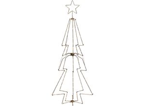 7318309478882 - LED Baum KONSTSMIDE LED Metallweihnachtsbaum mit Top-Stern 140 bernsteinfarbene Dioden Lampen Gr Höhe 212 cm grau (messingfarben) Dekofiguren messingfarben 4 Stränge à 25 Dioden + 1 Strang 40