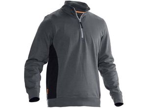 7319440678902 - J5401-grau schwarz-XXXL Sweatshirt mit Kragen 1 2 zip Kleider-Größe XXXL Dunkelgrau Schwarz