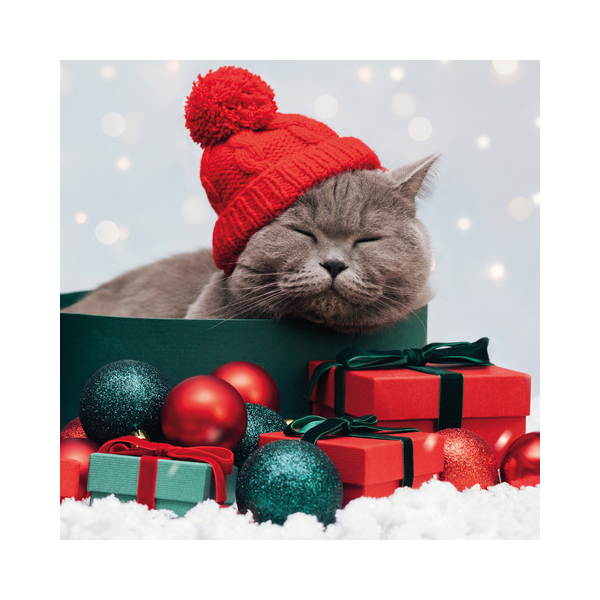 7321012108731 - Weihnachtlicher Zelltuchserviette 33x33cm Katze 7321012108731 Paper+Design 20 Stück