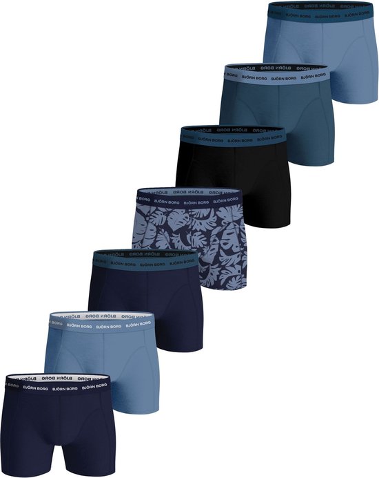 7321465596789 - Björn Borg Cotton Stretch Boxershorts - Blau Hellblau - 7 Stück - Herrenhosen - Boxer - Größe M
