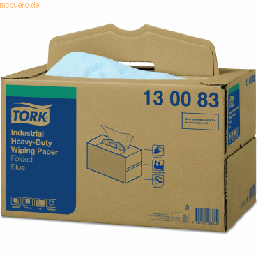 7322540183849 - TORK Extra Starke Industrie Papierwischtücher Blau W7 Spenderbox 1 Box 130083 Anzahl 200 St