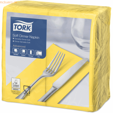 7322540770919 - Dinnerservietten Soft 39x39cm 1 8 Falz 3-lagig gelb VE=100 Stück