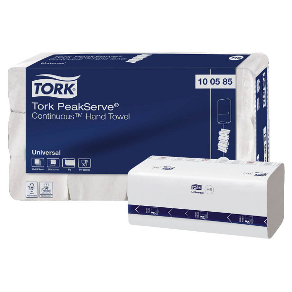 7322540885606 - Tork® Papierhandtücher PeakServe® Endlos™ H5 100585 1-lagig & geprägt FSC®-Papier 12 Pack mit je 410 Blatt in 1 Karton weiß