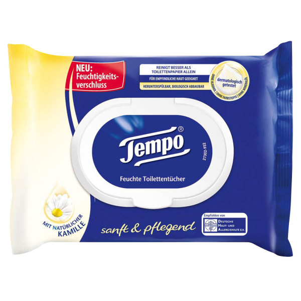 7322540907551 - Toilettenpapier feucht Sanft & Pflegend Kamille 836195 1-lagig weiß 42 Blatt 7322540907551 42 Tuch