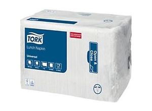 7322541051932 - Tork Lunch Napkin Servietten 33 x 33 cm Weiße 1-lagige Lunchservietten für Schnellrestaurants & Imbisse 1 Karton = 8 Beutel à 500 Blätter