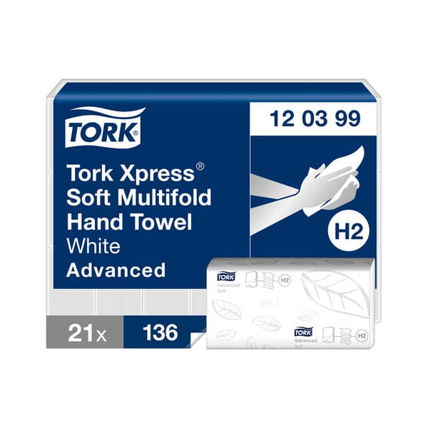 7322542015001 - TORK Papierhandtücher 120399 Xpress® H2 Advanced Interfold-Falzung 2-lagig 2856 Tücher