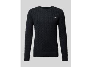 7325707093791 - GANT Cotton Cable Crew Neck Pullover Black