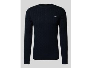 7325707094064 - GANT Cotton Cable Crew Neck Pullover Evening Blue