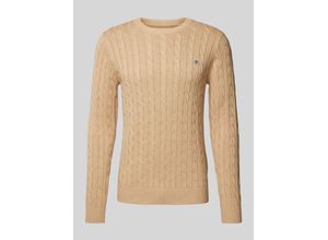 7325707348211 - GANT Cotton Cable Crew Neck Pullover Khaki Melange