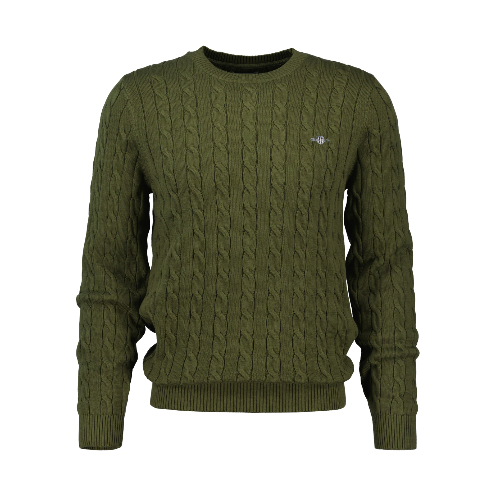 7325708272485 - Pull col rond en maille de coton torsadée Gant 7325708272485 - Pull col rond en maille de coton torsadée Gant