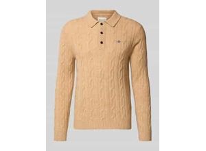 7325708375568 - Slim Fit Longsleeve aus reiner Wolle Modell Cable