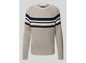 7325868973611 - Regular Fit Strickpullover aus strukturiertem Mouliné-Baumwollgarn