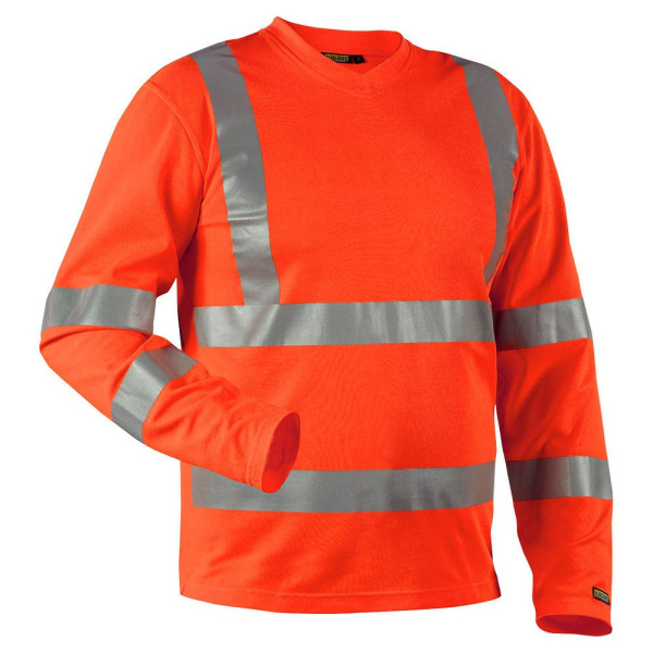 7330509369210 - BLAKLÄDER® Herren Warnschutz-Langarmshirt 3381 orange Größe XS