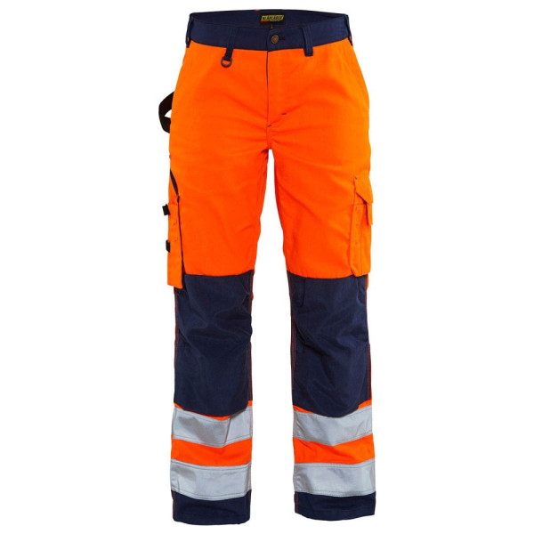 7330509502372 - Damen Warnschutzhose 7155 orange marine Größe 44