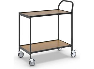 7330726305206 - Tischwagen 2 Etagen LxB 800 x 420 mm schwarz Eiche ab 5 Stk