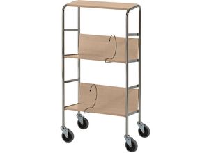 7330726308412 - Aktenordnerwagen mit Ablageboden verchromt 3 Etagen LxBxH 550 x 340 x 1060 mm Buche-Dekor ab 5 Stk