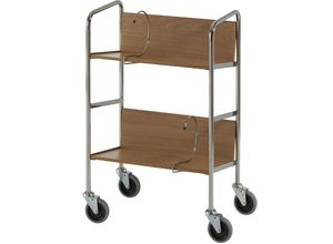 7330726308481 - Aktenordnerwagen verchromt 2 Etagen LxBxH 550 x 340 x 840 mm Eiche-Dekor ab 5 Stk