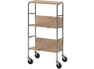 7330726308498 - Aktenordnerwagen mit Ablageboden verchromt 3 Etagen LxBxH 550 x 340 x 1060 mm Eiche-Dekor ab 5 Stk