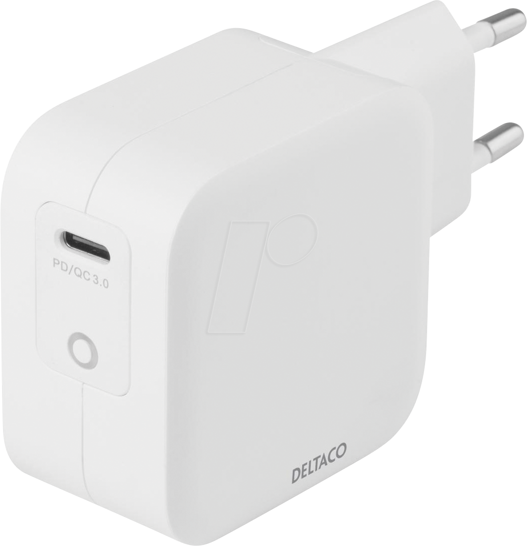 7333048046789 - DELTACO GAN02 - USB-Ladegerät 60 W 1x USB-C (PD) GaN weiß