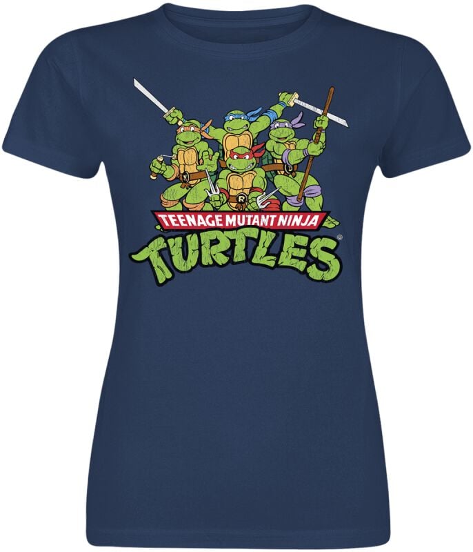 7333060024697 - Turtles Distressed Group T-Shirt navy in M