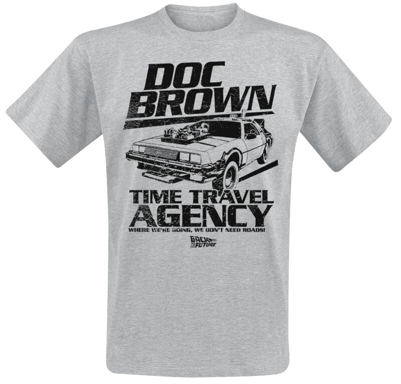 7333060031725 - Doc Brown Time Travel Agency T-Shirt grau meliert in M