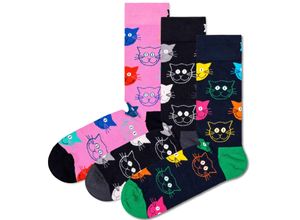 7333102533859 - 3er-Pack Mixed Cat Crew Socken Geschenk-Set in Marineblau | 7333102533859