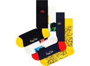 7333102539530 - HAPPY SOCKS Socken The Beatles 4er-Pack Geschenkbox gelb 36-40