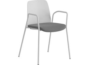 7333362003109 - Stuhl Helmer Sitz gepolstert Lehne Kunststoff VE 4 Stk Sitz weiß dunkelgrau Gestell weiß mit Armlehnen kaiserkraft