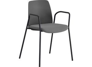 7333362003895 - Stuhl Helmer Sitz gepolstert Lehne Kunststoff VE 4 Stk Sitz dunkelgrau Gestell schwarz mit Armlehnen kaiserkraft