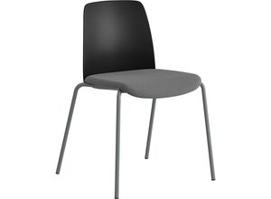 7333362004656 - Stuhl Helmer Sitz gepolstert Lehne Kunststoff VE 4 Stk Sitz schwarz dunkelgrau Gestell silber kaiserkraft