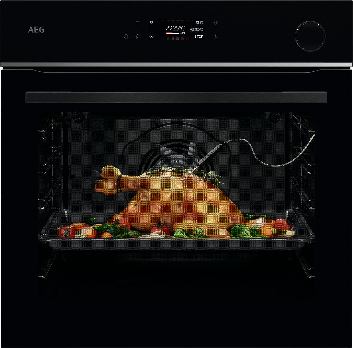 7333394056913 - TR7PB63ZSB Einbaubackofen 7000 MealAssist mit SteamCrisp®     WiFi-Vernetzung   Pyrolyse – Selbstreinigung   Kerntemperatursensor   SoftClosing   Touch-Bedienung   Grillfunktion   Kindersicherung   A+   Schwarz