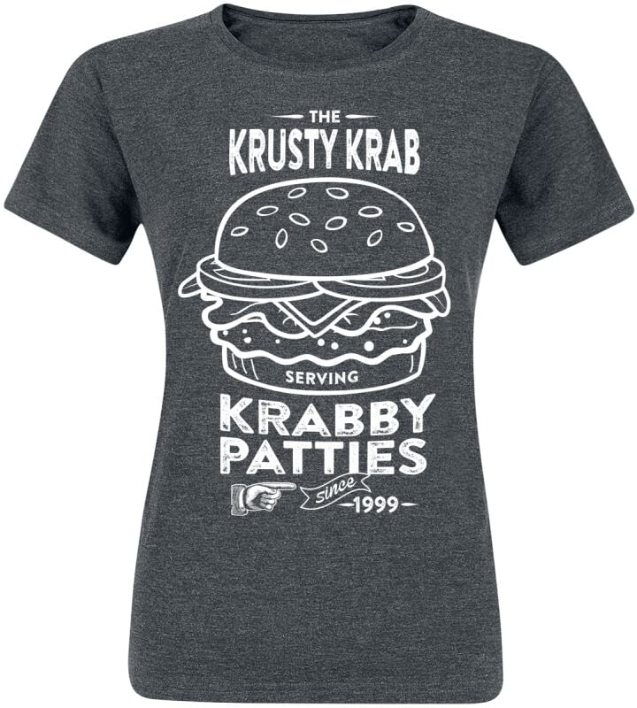 7333435012465 - The Krusty Krab Serving Krabby Patties T-Shirt dunkelgrau meliert in S