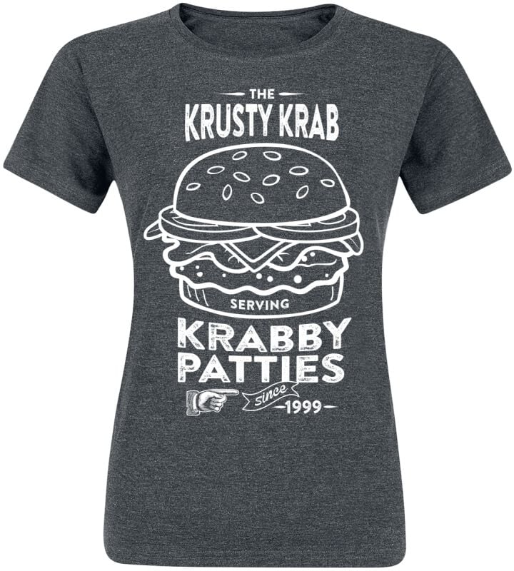 7333435012564 - The Krusty Krab Serving Krabby Patties T-Shirt dunkelgrau meliert in L 7333435012564 - The Krusty Krab Serving Krabby Patties T-Shirt dunkelgrau meliert in L