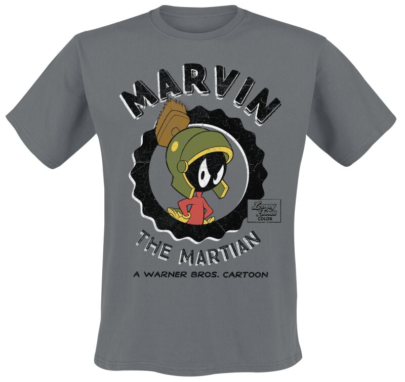 7333435156640 - Marvin The Martian T-Shirt dunkelgrau in S