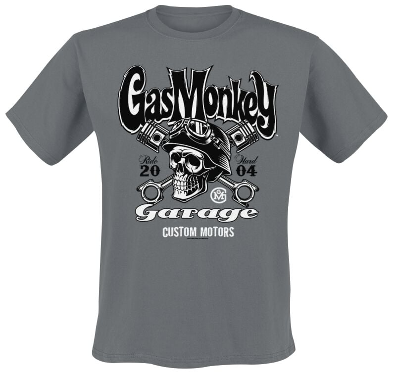 7333435180430 - Custom Motors Skull T-Shirt grau in S