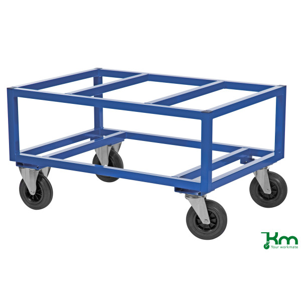 7350050352547 - Palettenwagen KM221-B 800x1200x650mm (BxLxH) bis 800kg belastbar 2 Bockrollen 2 Lenkrollen blau 7350050352547 Kongamek