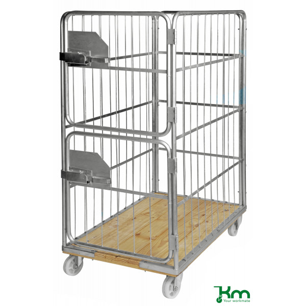 7350050359188 - Kongamek - Rollcontainer verzinkt 1200x750x1700mm mit Holzboden 4 Gitterwänden 100x380mm und 2 halb öffnende Türen und Bremse 7350050359188 - Kongamek - Rollcontainer verzinkt 1200x750x1700mm mit Holzboden 4 Gitterwänden 100x380mm und 2 halb öffnende Türen und Bremse
