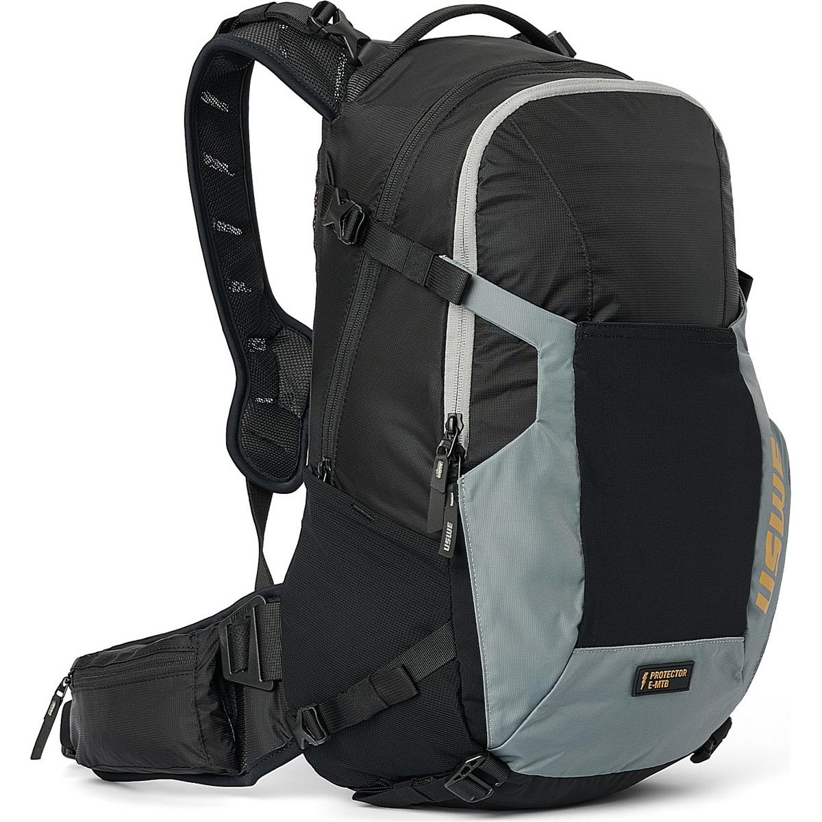 7350069267054 - USWE Watt 25L Schutzrucksack für E-MTB Schwarz-Grau mit Batteriefach und Rückenprotektor