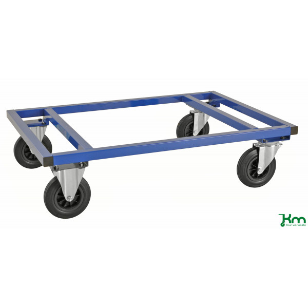 7350074801410 - Palettenwagen KM217-B 800x1200x305mm (BxLxH) bis 800kg belastbar 2 Bockrollen 2 Lenkrollen blau 7350074801410 Kongamek